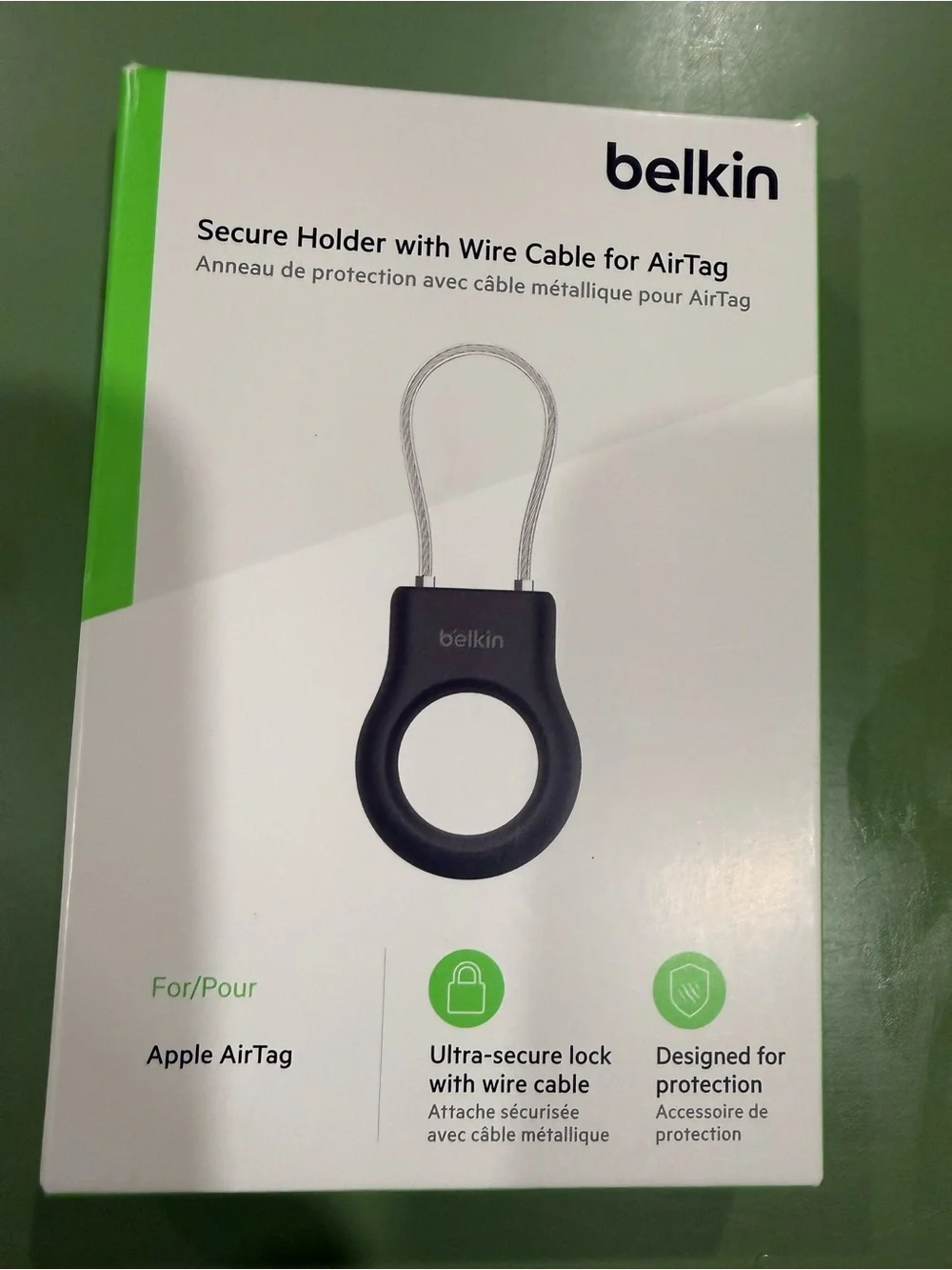 belkin Black Secure Holder with Wire Cable for AirTag
